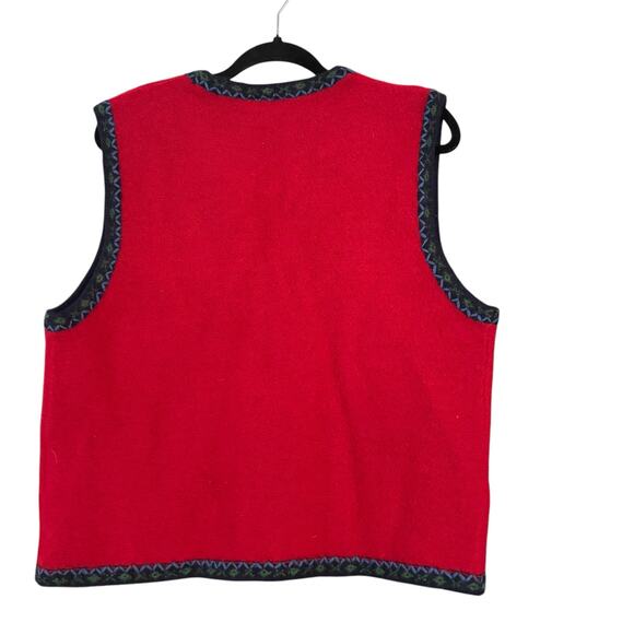 Talbots Vintage Wool Knit Christmas Tree Sweater Vest Red Women’s Holidays Large - Picture 8 of 9